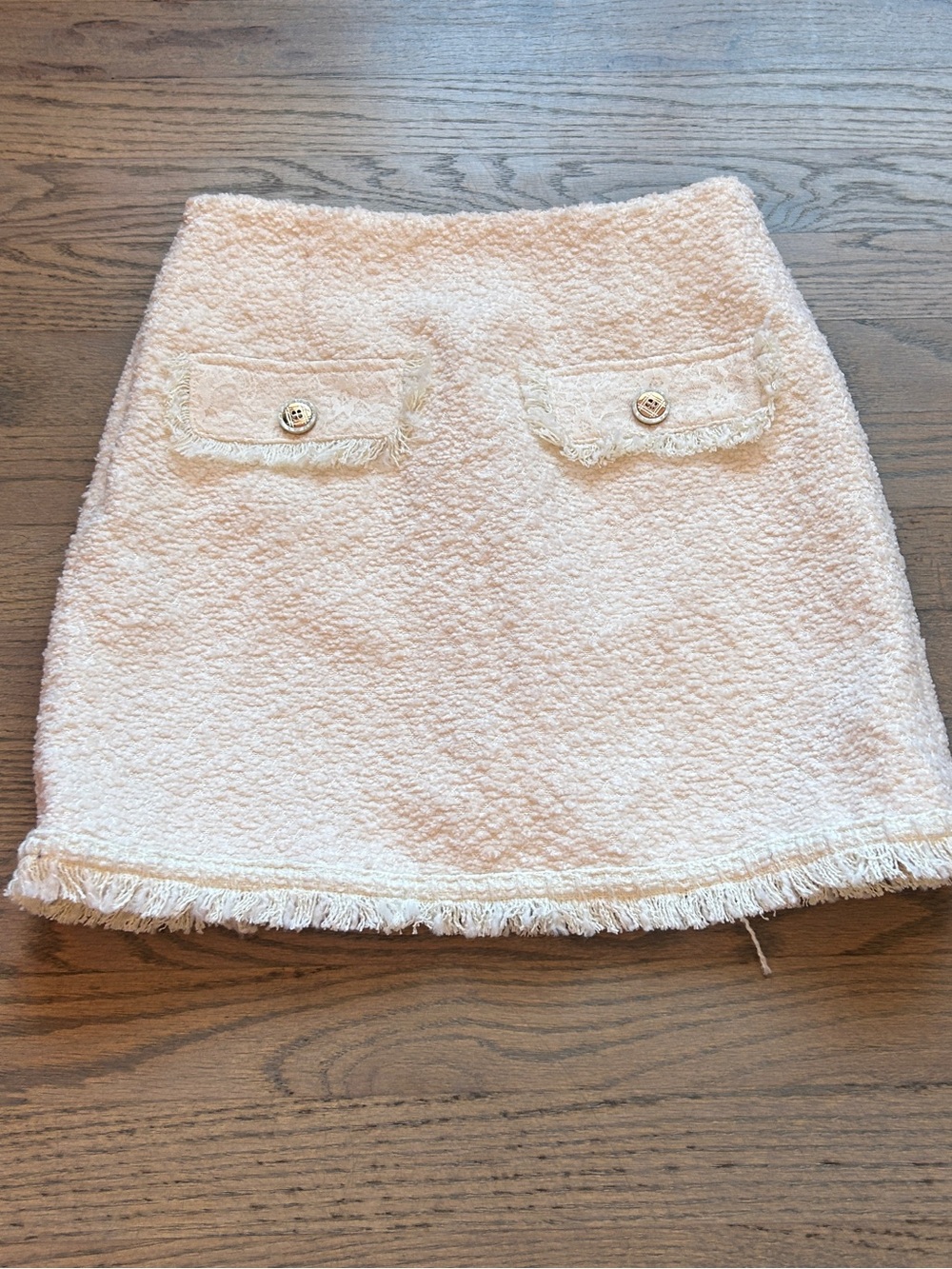 Deer and puff white tweed skirt mini